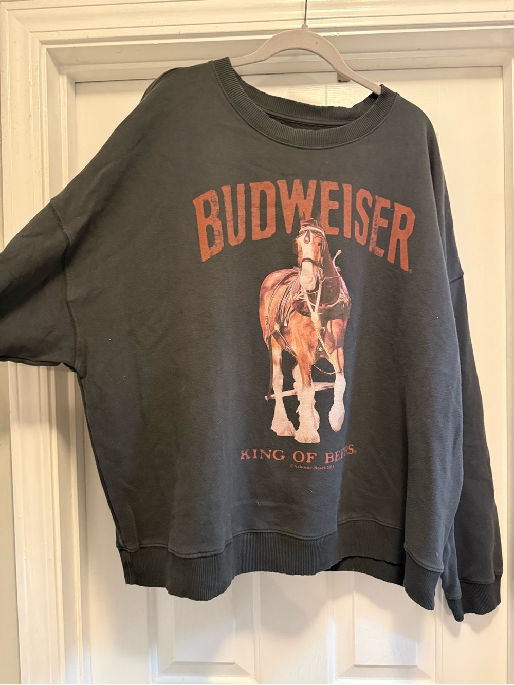 American Eagle Outfitters Black Crewneck Sweatshirt with Orange Graphic
